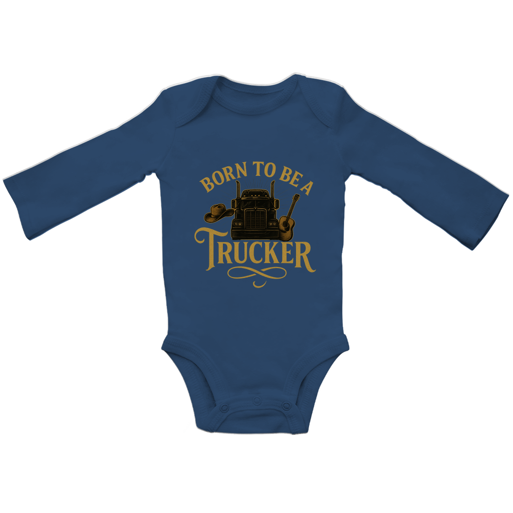 Born To Be A Trucker Baby Bodysuite Langarm